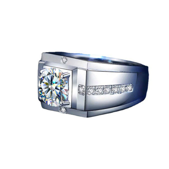 Wholesale Simple Men's Moissanite Ring S925 Sterling Silver Geometric Electroplated