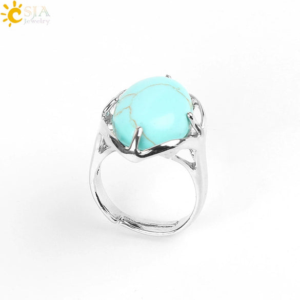 Wholesale Simple Metal Jewelry With Natural Crystal And Copper Oval Air Claw Ring