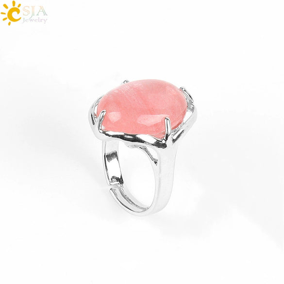 Wholesale Simple Metal Jewelry With Natural Crystal And Copper Oval Air Claw Ring