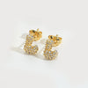 Wholesale Simple Microinlaid Zircon Geometric Copper Earrings For Women With Electroplating