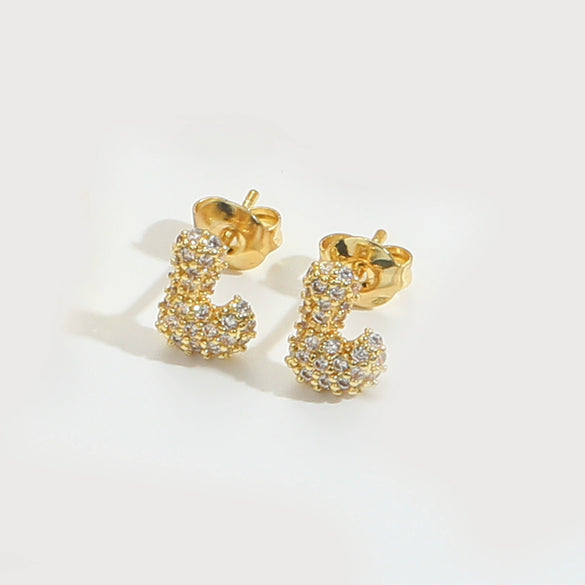 Wholesale Simple Microinlaid Zircon Geometric Copper Earrings For Women With Electroplating