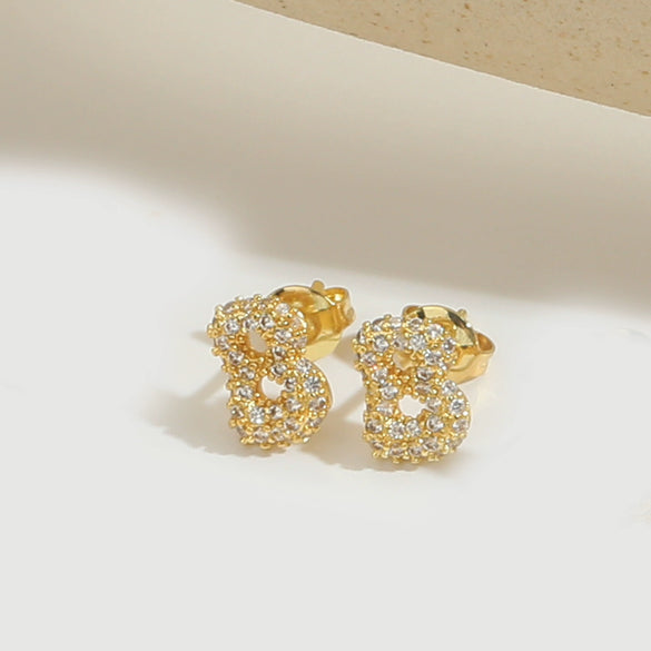Wholesale Simple Microinlaid Zircon Geometric Copper Earrings For Women With Electroplating