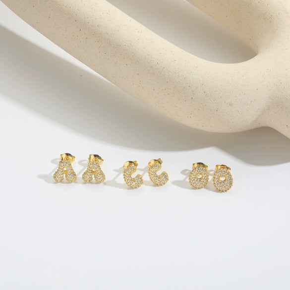 Wholesale Simple Microinlaid Zircon Geometric Copper Earrings For Women With Electroplating