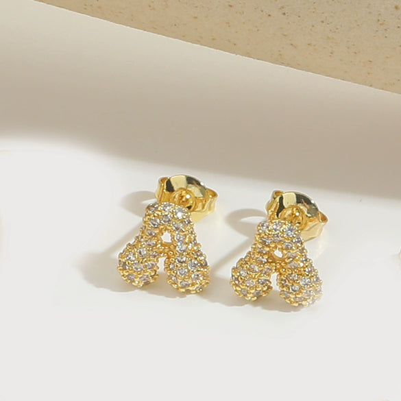 Wholesale Simple Microinlaid Zircon Geometric Copper Earrings For Women With Electroplating