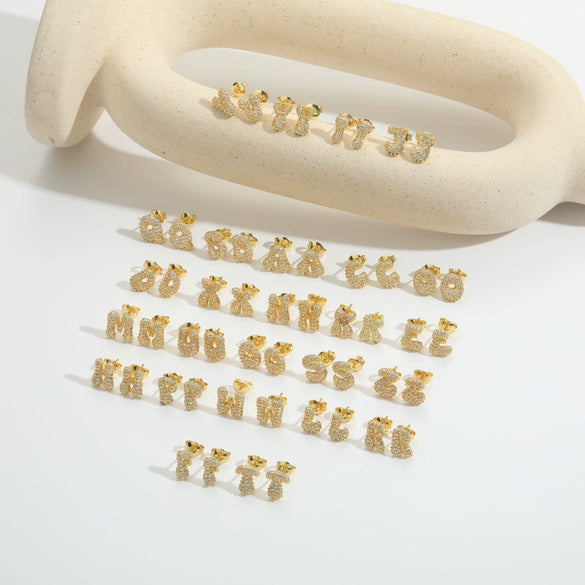 Wholesale Simple Microinlaid Zircon Geometric Copper Earrings For Women With Electroplating