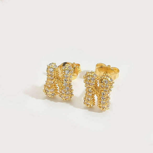 Wholesale Simple Microinlaid Zircon Geometric Copper Earrings For Women With Electroplating