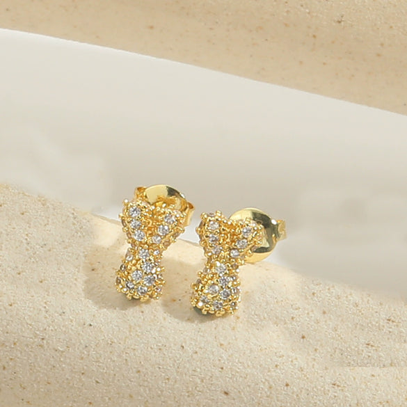 Wholesale Simple Microinlaid Zircon Geometric Copper Earrings For Women With Electroplating