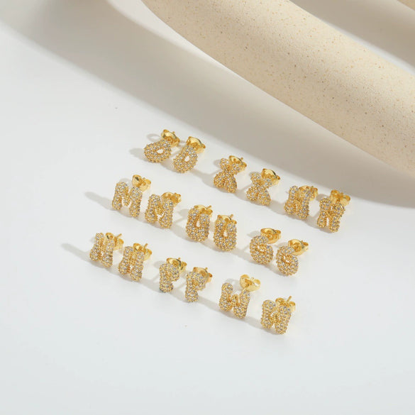Wholesale Simple Microinlaid Zircon Geometric Copper Earrings For Women With Electroplating