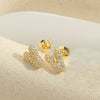 Wholesale Simple Microinlaid Zircon Geometric Copper Earrings For Women With Electroplating