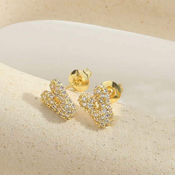 Wholesale Simple Microinlaid Zircon Geometric Copper Earrings For Women With Electroplating