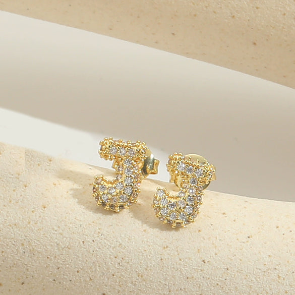 Wholesale Simple Microinlaid Zircon Geometric Copper Earrings For Women With Electroplating