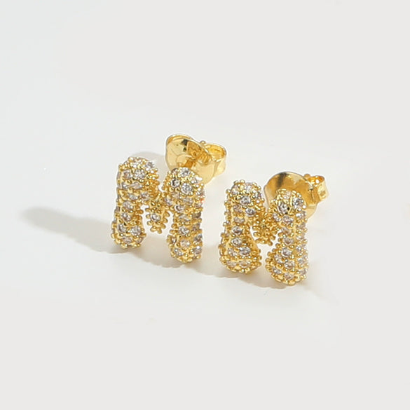 Wholesale Simple Microinlaid Zircon Geometric Copper Earrings For Women With Electroplating