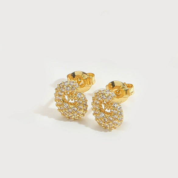 Wholesale Simple Microinlaid Zircon Geometric Copper Earrings For Women With Electroplating