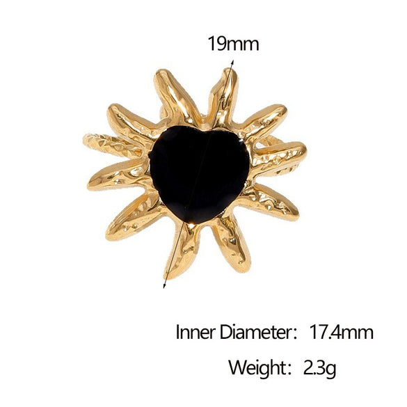 Wholesale Simple Minimalist Electroplated Stainless Steel Heart Shape Open Ring Women's Jewelry