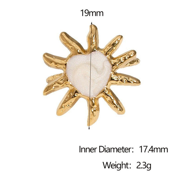 Wholesale Simple Minimalist Electroplated Stainless Steel Heart Shape Open Ring Women's Jewelry