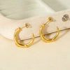 Wholesale Simple Modern Style Heartshaped Embossed Cshaped Stainless Steel Electroplated 18K Nonfading Gold Earrings For Women