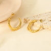 Wholesale Simple Modern Style Heartshaped Embossed Cshaped Stainless Steel Electroplated 18K Nonfading Gold Earrings For Women