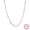 Wholesale Simple Natural Geometric S925 Sterling Silver Freshwater Pearl Necklace With Electroplating