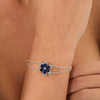 Wholesale Simple Natural Style Women's S925 Sterling Silver Artificial Sapphire Zircon Flower Doublelayer Bracelet Electroplated