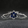Wholesale Simple Natural Style Women's S925 Sterling Silver Artificial Sapphire Zircon Flower Doublelayer Bracelet Electroplated