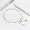 Wholesale Simple Natural Women's S925 Sterling Silver Bracelet With Freshwater Pearl And Electroplating Treatment