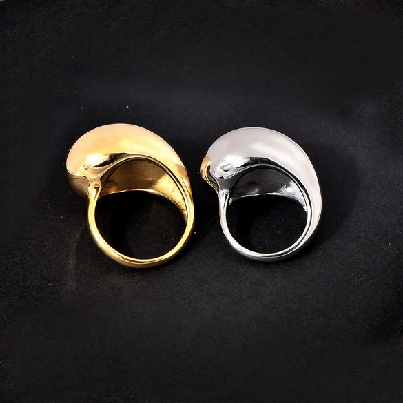 Wholesale Simple Niche Design Titanium Steel Goldplated Ushaped Geometric Ring For Women