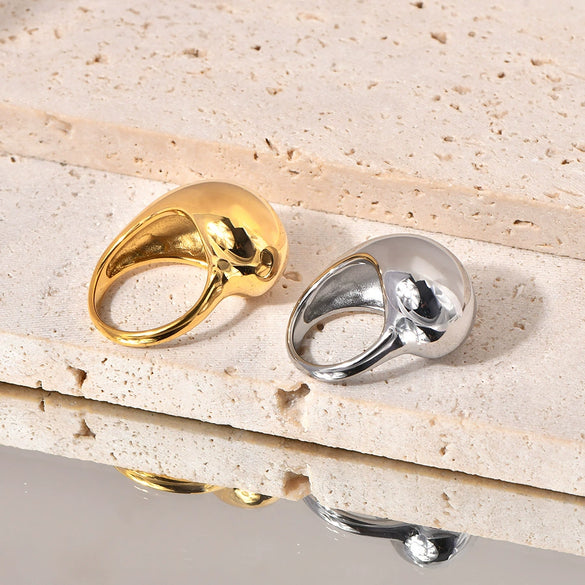 Wholesale Simple Niche Design Titanium Steel Goldplated Ushaped Geometric Ring For Women