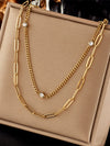 Wholesale Simple Niche Double Layer Diamond Chain Titanium Steel Hip Hop Punk Geometric Necklace With Electroplating