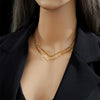 Wholesale Simple Niche Double Layer Diamond Chain Titanium Steel Hip Hop Punk Geometric Necklace With Electroplating