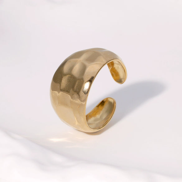 Wholesale Simple Niche Highend Stainless Steel Open Ring With Adjustable Opening Electroplated Titanium Steel Ring Unisex