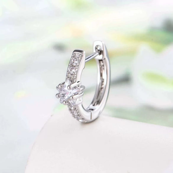 Wholesale Simple Niche Ins Style Geometric Fivepointed Star Zircon Inlaid Copper Earrings