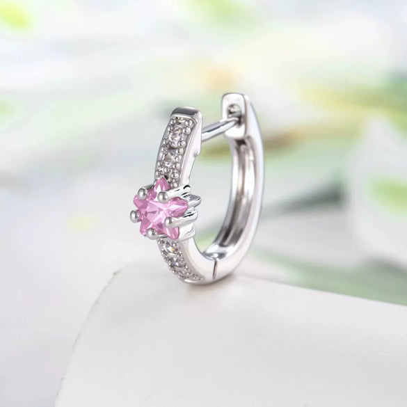 Wholesale Simple Niche Ins Style Geometric Fivepointed Star Zircon Inlaid Copper Earrings