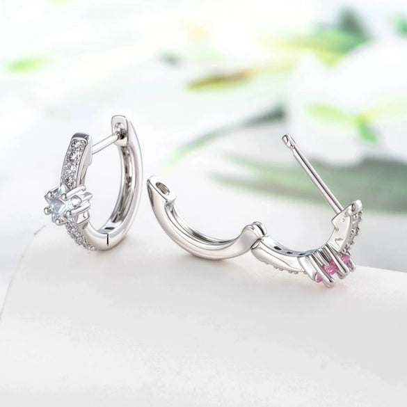 Wholesale Simple Niche Ins Style Geometric Fivepointed Star Zircon Inlaid Copper Earrings