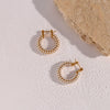 Wholesale Simple Niche Light Luxury Stainless Steel 18K Gold Plated Full Pearl Earrings For Women With Geometric Design And Electroplating Process