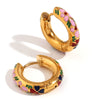 Wholesale Simple Niche Personality Women's Stainless Steel Earrings With Oil Dropping Clover Flower Design And 18K Electroplated Finish