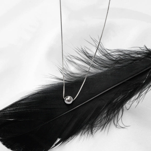 Wholesale Simple Niche Women's S925 Sterling Silver Round Beads Box Chain Necklace With Geometric Styling And Electroplating