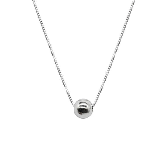 Wholesale Simple Niche Women's S925 Sterling Silver Round Beads Box Chain Necklace With Geometric Styling And Electroplating