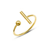Wholesale Simple Opening Tshaped Titanium Steel Ring With Geometric Pattern 18K Gold Plated For Women