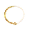 Wholesale Simple Pearl Accessories Set For Women Titanium Steel Bracelet Necklace With Geometric Pattern Electroplating Design