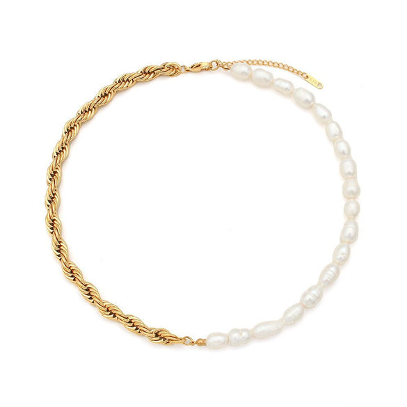 Wholesale Simple Pearl Accessories Set For Women Titanium Steel Bracelet Necklace With Geometric Pattern Electroplating Design