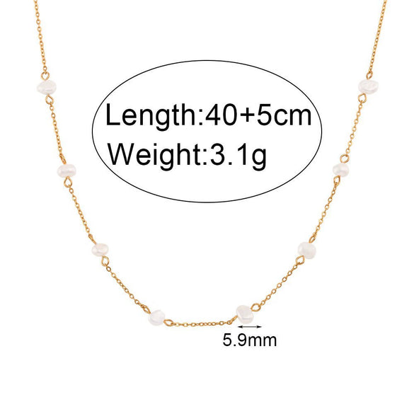 Wholesale Simple Pearl Accessories Set For Women Titanium Steel Bracelet Necklace With Geometric Pattern Electroplating Design