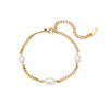 Wholesale Simple Pearl Accessories Set For Women Titanium Steel Bracelet Necklace With Geometric Pattern Electroplating Design
