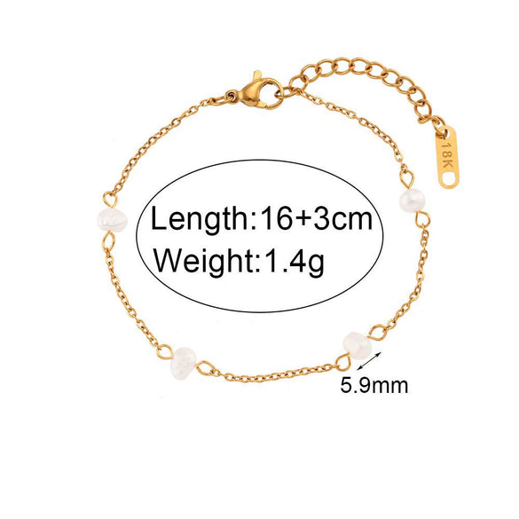 Wholesale Simple Pearl Accessories Set For Women Titanium Steel Bracelet Necklace With Geometric Pattern Electroplating Design