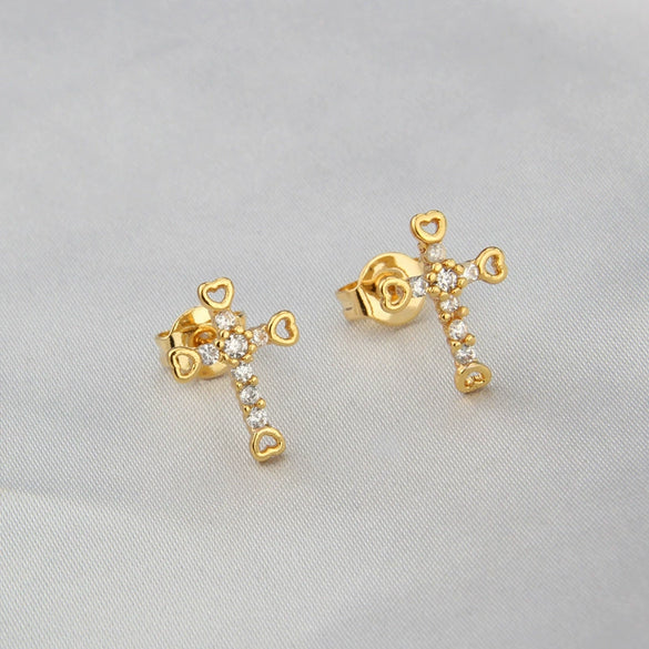 Wholesale Simple Personality Copper Gold Plated Geometric Cross Earrings For Women