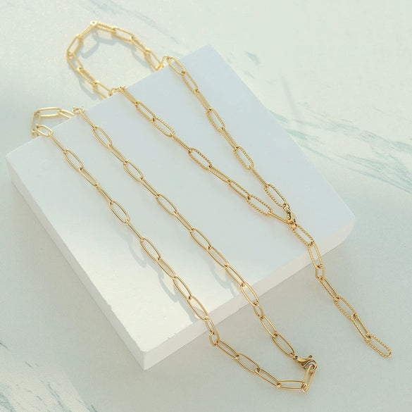 Wholesale Simple Personality Geometric Pattern Titanium Steel Necklace With 18K Electroplated Clavicle Chain