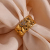 Wholesale Simple Personality Wide Surface Double Layer Peach Heart Ring For Women Stainless Steel 18K Gold Plated Electroplated