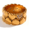 Wholesale Simple Personality Wide Surface Double Layer Peach Heart Ring For Women Stainless Steel 18K Gold Plated Electroplated