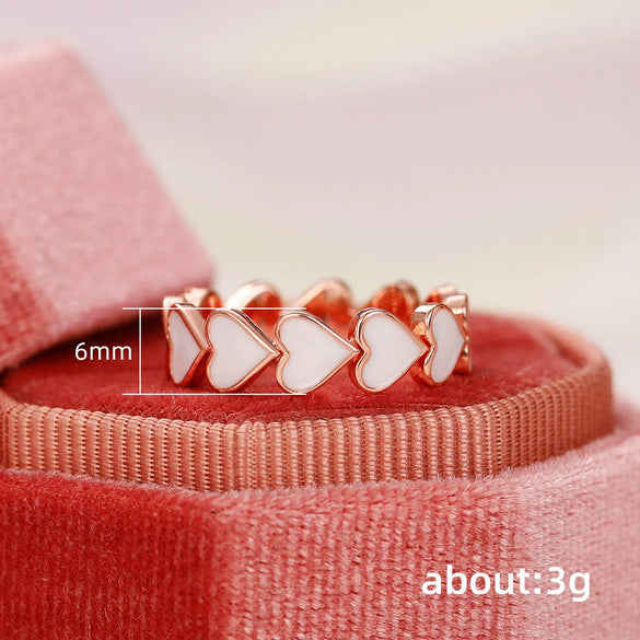 Wholesale Simple Pink Heart Epoxy Copper Ring For Women
