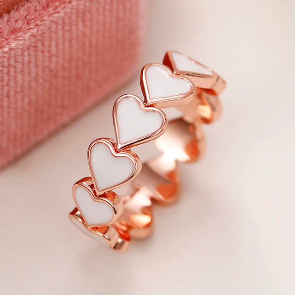 Wholesale Simple Pink Heart Epoxy Copper Ring For Women