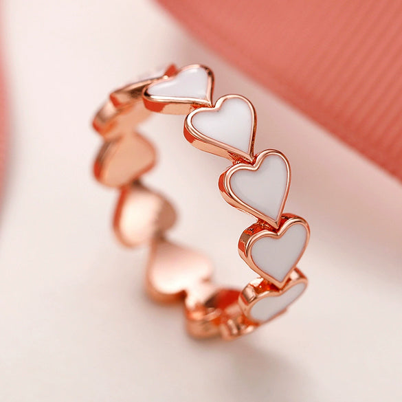 Wholesale Simple Pink Heart Epoxy Copper Ring For Women